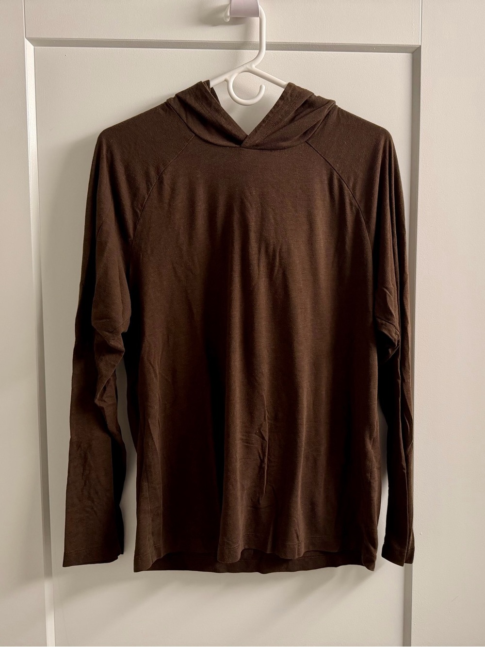 Men's Lightweight Brown Hooded Long-Sleeve Shirt